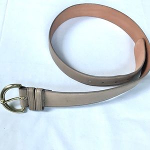 Coach Belt, Taupe Leather with Brass Buckle